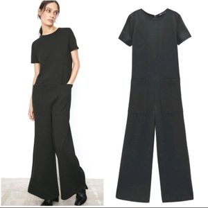 NWT ZARA Long Wide Leg Pocket Jumpsuit Size M